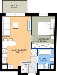 1 pokój, mieszkanie 39,08 m², piętro 2, oferta nr 1.D.2.11, Murapol Forum, Łódź, Śródmieście, ul. Targowa