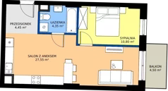 2 pokoje, mieszkanie 47,15 m², piętro 1, oferta nr 1.C.1.08, Murapol Forum, Łódź, Śródmieście, ul. Targowa
