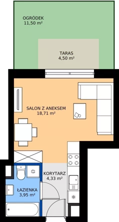 1 pokój, mieszkanie 25,03 m², piętro 1, oferta nr 1.C.1.10, Murapol Forum, Łódź, Śródmieście, ul. Targowa