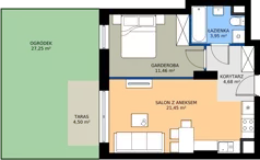1 pokój, mieszkanie 41,54 m², parter, oferta nr 2.B.0.01, Murapol Forum, Łódź, Śródmieście, ul. Targowa