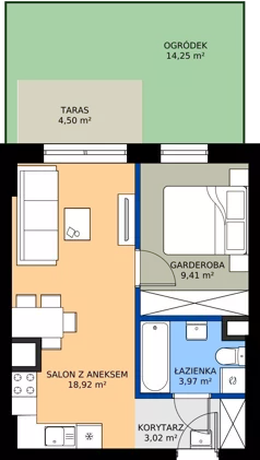 1 pokój, mieszkanie 35,32 m², parter, oferta nr 2.B.0.07, Murapol Forum, Łódź, Śródmieście, ul. Targowa