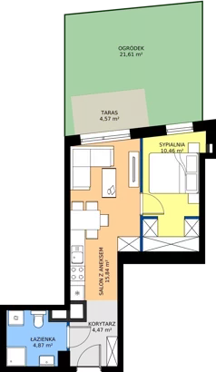 2 pokoje, mieszkanie 35,64 m², parter, oferta nr 2.A.0.10, Murapol RiverSide, Wrocław, Szczepin, ul. Gnieźnieńska