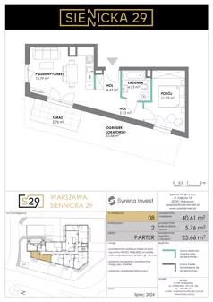2 pokoje, mieszkanie 40,61 m², parter, oferta nr 8, Siennicka 29, Warszawa, Praga Południe, Grochów, ul. Siennicka 29