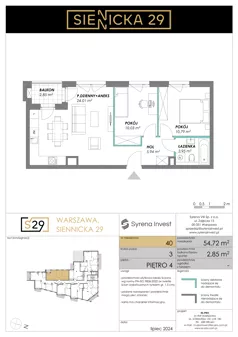 3 pokoje, mieszkanie 54,72 m², piętro 4, oferta nr 40, Siennicka 29, Warszawa, Praga Południe, Grochów, ul. Siennicka 29
