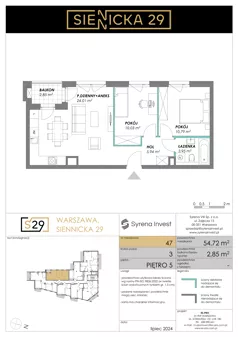 3 pokoje, mieszkanie 54,72 m², piętro 5, oferta nr 47, Siennicka 29, Warszawa, Praga Południe, Grochów, ul. Siennicka 29