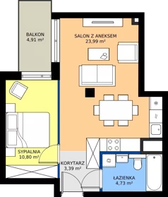 2 pokoje, mieszkanie 42,52 m², piętro 1, oferta nr 15, Siennicka 29, Warszawa, Praga Południe, Grochów, ul. Siennicka 29
