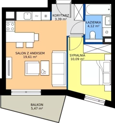 2 pokoje, mieszkanie 37,13 m², piętro 1, oferta nr 11, Siennicka 29, Warszawa, Praga Południe, Grochów, ul. Siennicka 29