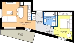 2 pokoje, mieszkanie 42,22 m², piętro 2, oferta nr 21, Siennicka 29, Warszawa, Praga Południe, Grochów, ul. Siennicka 29