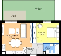 2 pokoje, mieszkanie 42,56 m², piętro 1, oferta nr 10, Siennicka 29, Warszawa, Praga Południe, Grochów, ul. Siennicka 29