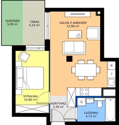 2 pokoje, mieszkanie 42,35 m², parter, oferta nr 2, Siennicka 29, Warszawa, Praga Południe, Grochów, ul. Siennicka 29