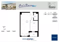 2 pokoje, apartament 43,40 m², piętro 1, oferta nr AQUA-1-116 rynek wtórny, Bel Mare, Międzyzdroje, ul. Nowomyśliwska