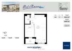 2 pokoje, mieszkanie 43,11 m², piętro 1, oferta nr AQUA-1-110 rynek wtórny, Bel Mare, Międzyzdroje, ul. Nowomyśliwska