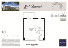 2 pokoje, apartament 37,75 m², piętro 2, oferta nr 2_rynek wtórny 204, Bel Mare, Międzyzdroje, ul. Nowomyśliwska