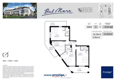 3 pokoje, apartament 97,95 m², piętro 3, oferta nr C314 rynek wtórny, Bel Mare, Międzyzdroje, ul. Nowomyśliwska