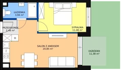 2 pokoje, mieszkanie 38,53 m², parter, oferta nr F.114, Bel Mare, Międzyzdroje, ul. Nowomyśliwska