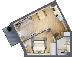 2 pokoje, mieszkanie 43,72 m², piętro 1, oferta nr L107, Bel Mare Home, Międzyzdroje, ul. Nowomyśliwska