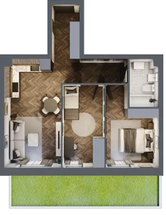 3 pokoje, mieszkanie 53,36 m², parter, oferta nr 1.M.15, Incepti Gaj 2, Wrocław, Gaj, Krzyki, ul. Żegiestowska 5