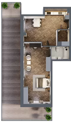 1 pokój, mieszkanie 63,74 m², parter, oferta nr 1.M.14, Incepti Gaj 2, Wrocław, Gaj, Krzyki, ul. Żegiestowska 5