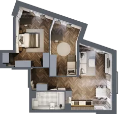 3 pokoje, mieszkanie 64,18 m², piętro 1, oferta nr 2.M.06, Incepti Gaj 2, Wrocław, Gaj, Krzyki, ul. Żegiestowska 5