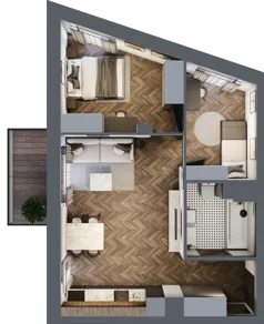 3 pokoje, mieszkanie 50,03 m², piętro 5, oferta nr 6.M.01, Incepti Gaj 2, Wrocław, Gaj, Krzyki, ul. Żegiestowska 5