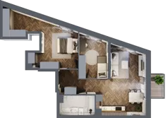 3 pokoje, mieszkanie 61,69 m², piętro 6, oferta nr 7.M.05, Incepti Gaj 2, Wrocław, Gaj, Krzyki, ul. Żegiestowska 5