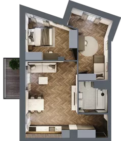 3 pokoje, mieszkanie 54,82 m², piętro 2, oferta nr 3.M.01, Incepti Gaj 2, Wrocław, Gaj, Krzyki, ul. Żegiestowska 5