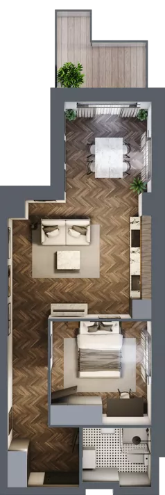2 pokoje, mieszkanie 46,00 m², piętro 6, oferta nr 7.M.07, Incepti Gaj 2, Wrocław, Gaj, Krzyki, ul. Żegiestowska 5