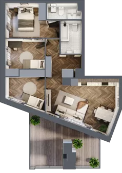 4 pokoje, mieszkanie 65,30 m², piętro 4, oferta nr 5.M.02, Incepti Gaj 2, Wrocław, Gaj, Krzyki, ul. Żegiestowska 5