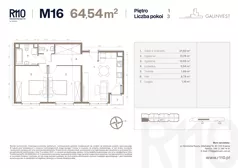 3 pokoje, mieszkanie 64,54 m², piętro 1, oferta nr 16, Radzikowskiego 110, Kraków, Prądnik Biały, Azory, ul. Radzikowskiego 110