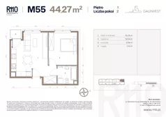 2 pokoje, mieszkanie 44,27 m², piętro 1, oferta nr 55, Radzikowskiego 110, Kraków, Prądnik Biały, Azory, ul. Radzikowskiego 110