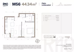 2 pokoje, mieszkanie 44,34 m², piętro 1, oferta nr 56, Radzikowskiego 110, Kraków, Prądnik Biały, Azory, ul. Radzikowskiego 110