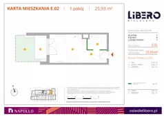 1 pokój, mieszkanie 25,93 m², parter, oferta nr E.02, Osiedle Libero, Warszawa, Białołęka, Grodzisk, ul. Głębocka
