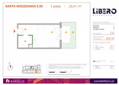 1 pokój, mieszkanie 28,41 m², parter, oferta nr E.05, Osiedle Libero, Warszawa, Białołęka, Grodzisk, ul. Głębocka
