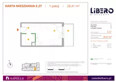 1 pokój, mieszkanie 28,41 m², piętro 2, oferta nr E.27, Osiedle Libero, Warszawa, Białołęka, Grodzisk, ul. Głębocka
