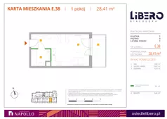1 pokój, mieszkanie 28,41 m², piętro 3, oferta nr E.38, Osiedle Libero, Warszawa, Białołęka, Grodzisk, ul. Głębocka