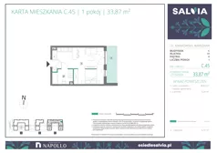 1 pokój, mieszkanie 33,87 m², parter, oferta nr C.45, Osiedle Salvia, Warszawa, Białołęka, Kobiałka, ul. Mańkowska
