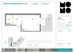 1 pokój, mieszkanie 33,30 m², parter, oferta nr C.59, Osiedle MONO, Warszawa, Białołęka, Tarchomin, ul. Odkryta 53