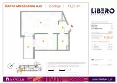 2 pokoje, mieszkanie 47,26 m², piętro 2, oferta nr A.07, Osiedle Libero, Warszawa, Białołęka, Grodzisk, ul. Głębocka
