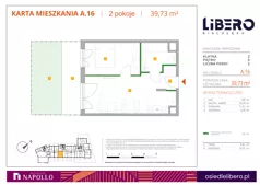 2 pokoje, mieszkanie 39,73 m², parter, oferta nr A.16, Osiedle Libero, Warszawa, Białołęka, Grodzisk, ul. Głębocka