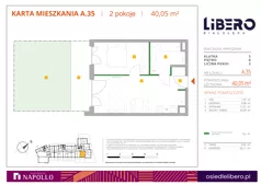 2 pokoje, mieszkanie 40,05 m², parter, oferta nr A.35, Osiedle Libero, Warszawa, Białołęka, Grodzisk, ul. Głębocka