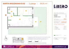 2 pokoje, mieszkanie 39,95 m², parter, oferta nr B.02, Osiedle Libero, Warszawa, Białołęka, Grodzisk, ul. Głębocka