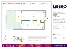 2 pokoje, mieszkanie 38,36 m², parter, oferta nr B.04, Osiedle Libero, Warszawa, Białołęka, Grodzisk, ul. Głębocka