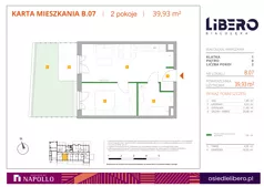 2 pokoje, mieszkanie 38,36 m², piętro 1, oferta nr B.14, Osiedle Libero, Warszawa, Białołęka, Grodzisk, ul. Głębocka