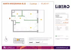 2 pokoje, mieszkanie 41,40 m², piętro 1, oferta nr B.22, Osiedle Libero, Warszawa, Białołęka, Grodzisk, ul. Głębocka