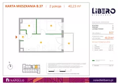 2 pokoje, mieszkanie 40,23 m², piętro 3, oferta nr B.37, Osiedle Libero, Warszawa, Białołęka, Grodzisk, ul. Głębocka
