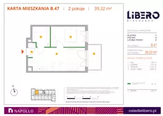 2 pokoje, mieszkanie 39,32 m², piętro 3, oferta nr B.47, Osiedle Libero, Warszawa, Białołęka, Grodzisk, ul. Głębocka