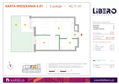 2 pokoje, mieszkanie 40,11 m², parter, oferta nr E.01, Osiedle Libero, Warszawa, Białołęka, Grodzisk, ul. Głębocka
