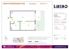 2 pokoje, mieszkanie 39,93 m², parter, oferta nr E.06, Osiedle Libero, Warszawa, Białołęka, Grodzisk, ul. Głębocka