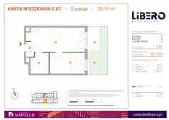 2 pokoje, mieszkanie 39,11 m², parter, oferta nr E.07, Osiedle Libero, Warszawa, Białołęka, Grodzisk, ul. Głębocka