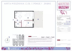 2 pokoje, mieszkanie 39,66 m², piętro 1, oferta nr C1.18, Miasteczko Brzeziny II, Warszawa, Białołęka, Brzeziny, ul. Hemara